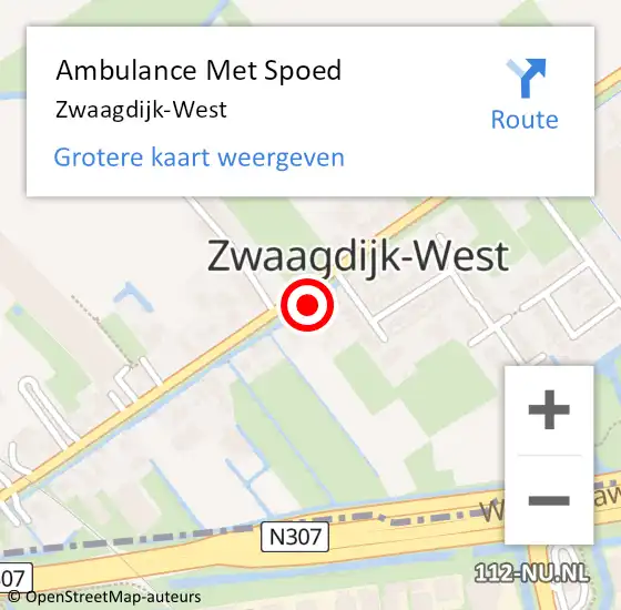 Locatie op kaart van de 112 melding: Ambulance Met Spoed Naar Zwaagdijk-West op 18 december 2020 15:24