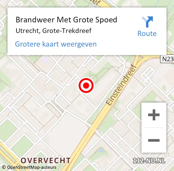 Locatie op kaart van de 112 melding: Brandweer Met Grote Spoed Naar Utrecht, Grote-Trekdreef op 18 december 2020 15:26