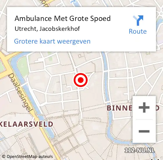 Locatie op kaart van de 112 melding: Ambulance Met Grote Spoed Naar Utrecht, Jacobskerkhof op 27 mei 2014 20:03