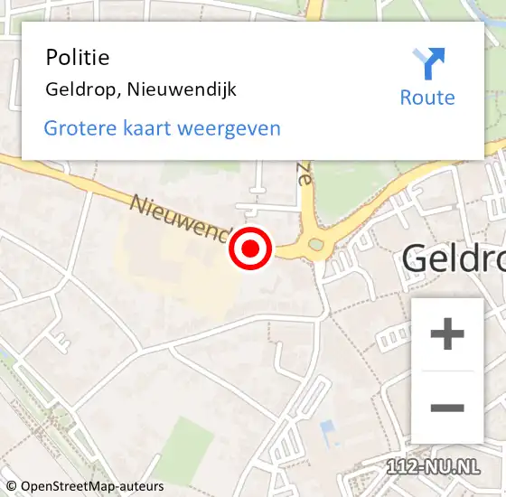 Locatie op kaart van de 112 melding: Politie Geldrop, Nieuwendijk op 18 december 2020 15:55