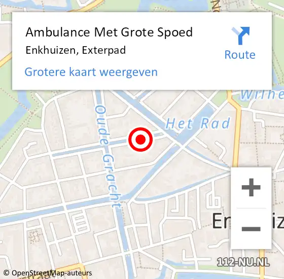 Locatie op kaart van de 112 melding: Ambulance Met Grote Spoed Naar Enkhuizen, Exterpad op 18 december 2020 16:37