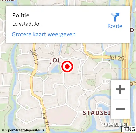 Locatie op kaart van de 112 melding: Politie Lelystad, Jol op 18 december 2020 17:13