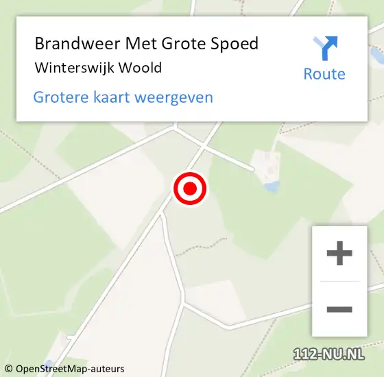 Locatie op kaart van de 112 melding: Brandweer Met Grote Spoed Naar Winterswijk Woold op 18 december 2020 18:03