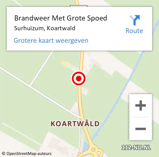 Locatie op kaart van de 112 melding: Brandweer Met Grote Spoed Naar Surhuizum, Koartwald op 18 december 2020 20:00