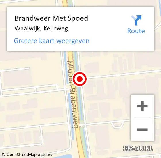 Locatie op kaart van de 112 melding: Brandweer Met Spoed Naar Waalwijk, Keurweg op 18 december 2020 20:32