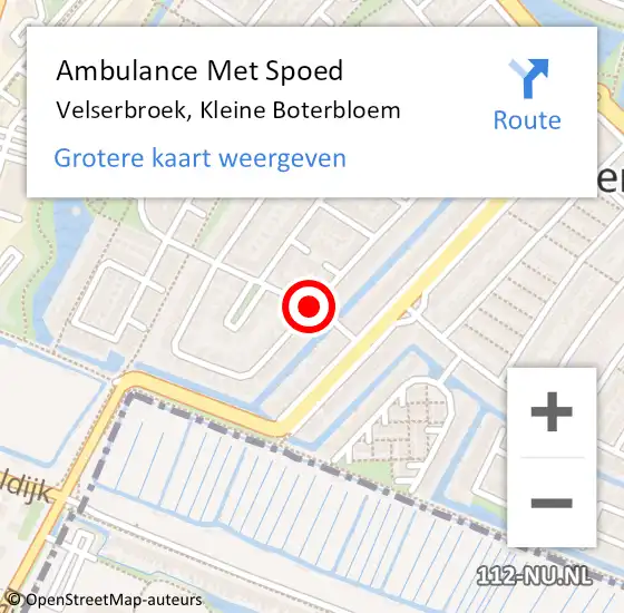 Locatie op kaart van de 112 melding: Ambulance Met Spoed Naar Velserbroek, Kleine Boterbloem op 18 december 2020 20:35