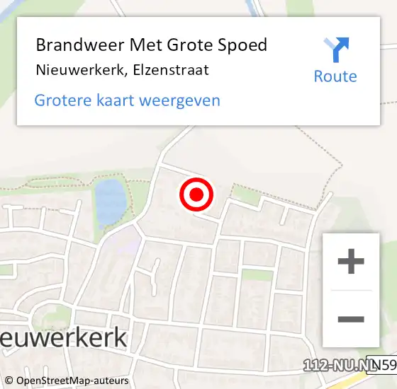 Locatie op kaart van de 112 melding: Brandweer Met Grote Spoed Naar Nieuwerkerk, Elzenstraat op 18 december 2020 20:37