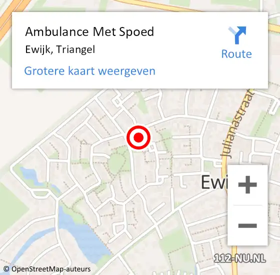 Locatie op kaart van de 112 melding: Ambulance Met Spoed Naar Ewijk, Triangel op 18 december 2020 20:51