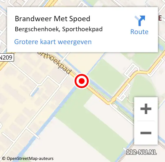 Locatie op kaart van de 112 melding: Brandweer Met Spoed Naar Bergschenhoek, Sporthoekpad op 18 december 2020 20:59