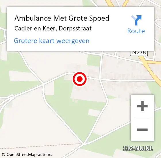 Locatie op kaart van de 112 melding: Ambulance Met Grote Spoed Naar Cadier en Keer, Dorpsstraat op 27 mei 2014 20:45