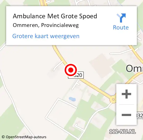 Locatie op kaart van de 112 melding: Ambulance Met Grote Spoed Naar Ommeren, Provincialeweg op 19 december 2020 02:27