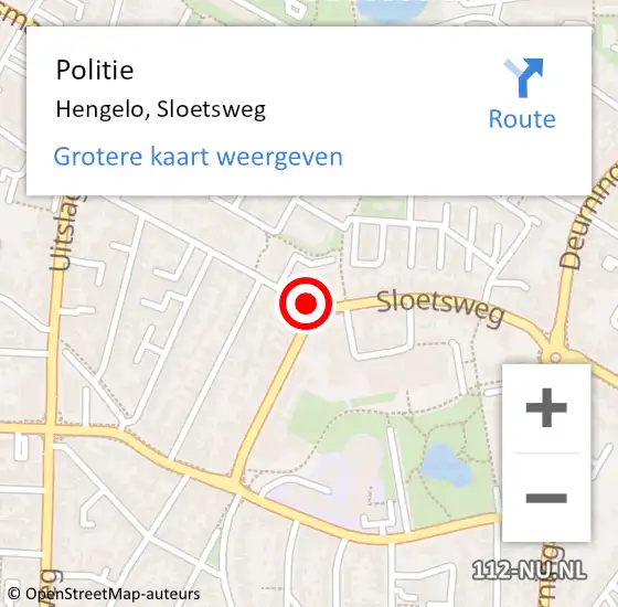 Locatie op kaart van de 112 melding: Politie Hengelo, Sloetsweg op 19 december 2020 06:40