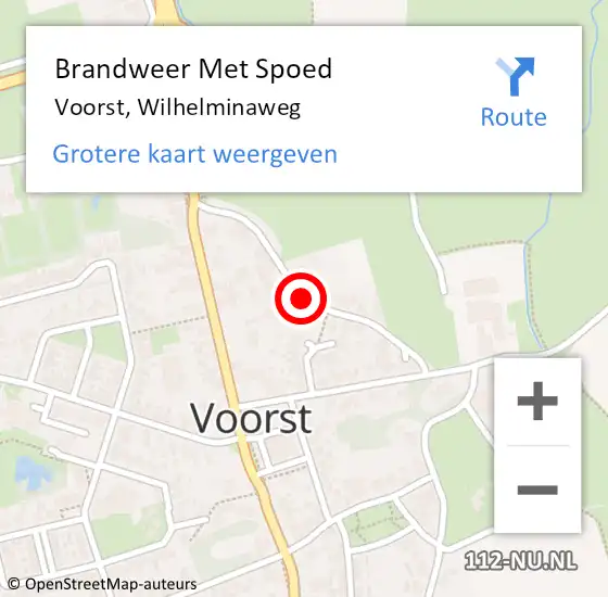 Locatie op kaart van de 112 melding: Brandweer Met Spoed Naar Voorst, Wilhelminaweg op 27 mei 2014 21:22