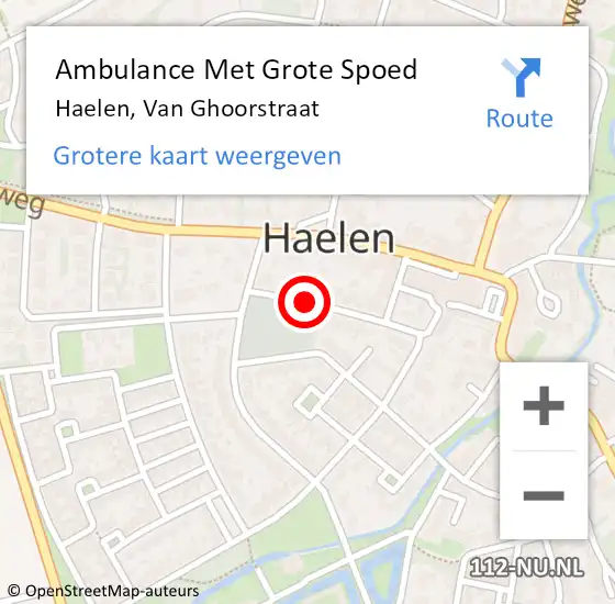 Locatie op kaart van de 112 melding: Ambulance Met Grote Spoed Naar Haelen, Van Ghoorstraat op 19 december 2020 08:59