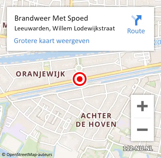 Locatie op kaart van de 112 melding: Brandweer Met Spoed Naar Leeuwarden, Willem Lodewijkstraat op 19 december 2020 09:45