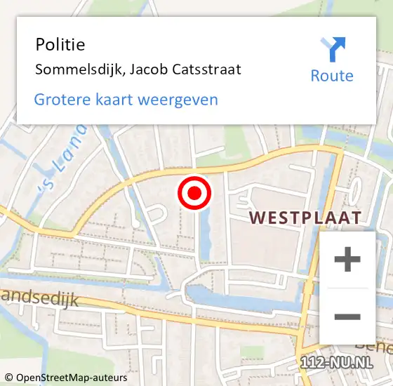 Locatie op kaart van de 112 melding: Politie Sommelsdijk, Jacob Catsstraat op 19 december 2020 10:29