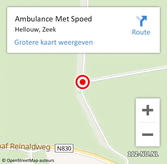 Locatie op kaart van de 112 melding: Ambulance Met Spoed Naar Hellouw, Zeek op 19 december 2020 10:50