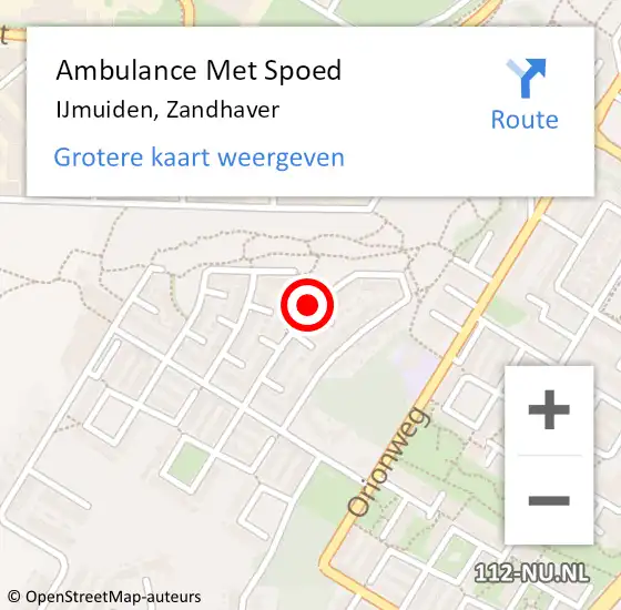 Locatie op kaart van de 112 melding: Ambulance Met Spoed Naar IJmuiden, Zandhaver op 19 december 2020 11:38