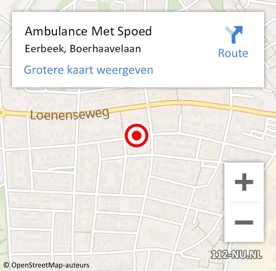 Locatie op kaart van de 112 melding: Ambulance Met Spoed Naar Eerbeek, Boerhaavelaan op 19 december 2020 11:42
