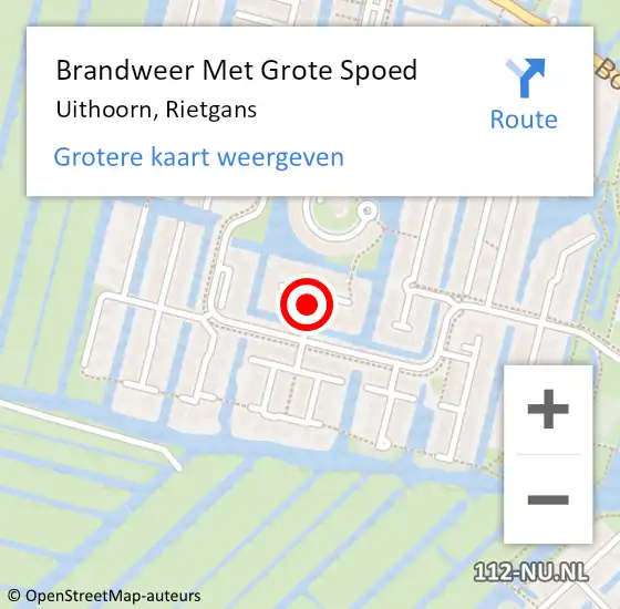 Locatie op kaart van de 112 melding: Brandweer Met Grote Spoed Naar Uithoorn, Rietgans op 19 december 2020 12:17