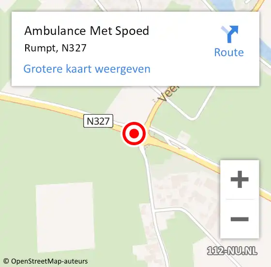 Locatie op kaart van de 112 melding: Ambulance Met Spoed Naar Rumpt, N327 op 19 december 2020 14:21