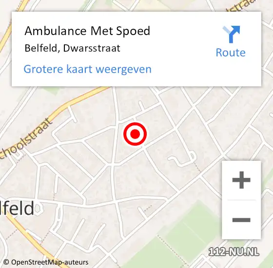 Locatie op kaart van de 112 melding: Ambulance Met Spoed Naar Belfeld, Dwarsstraat op 27 mei 2014 22:15