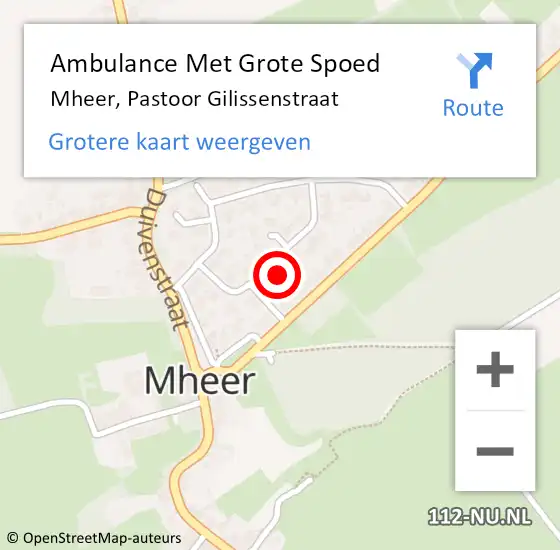 Locatie op kaart van de 112 melding: Ambulance Met Grote Spoed Naar Mheer, Pastoor Gilissenstraat op 27 mei 2014 22:15