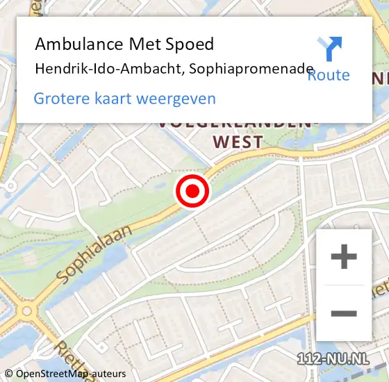 Locatie op kaart van de 112 melding: Ambulance Met Spoed Naar Hendrik-Ido-Ambacht, Sophiapromenade op 19 december 2020 16:45