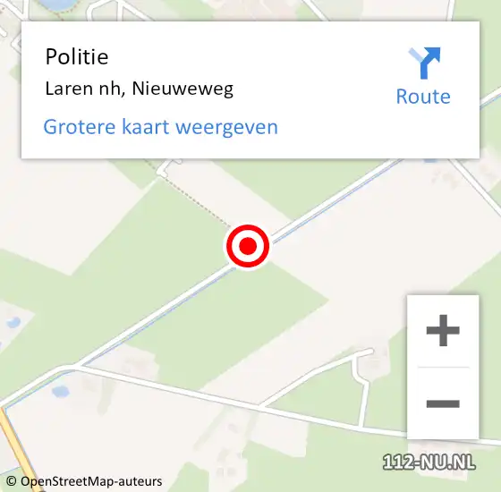 Locatie op kaart van de 112 melding: Politie Laren nh, Nieuweweg op 19 december 2020 17:23