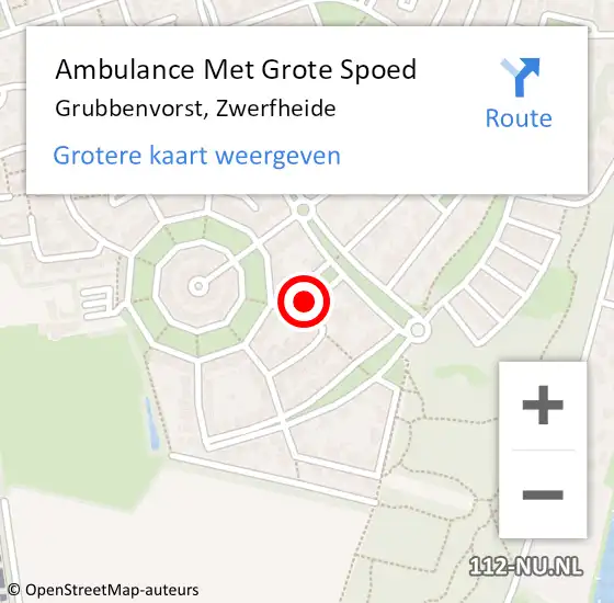 Locatie op kaart van de 112 melding: Ambulance Met Grote Spoed Naar Grubbenvorst, Zwerfheide op 27 mei 2014 22:26