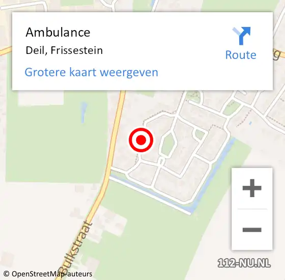 Locatie op kaart van de 112 melding: Ambulance Deil, Frissestein op 19 december 2020 18:15