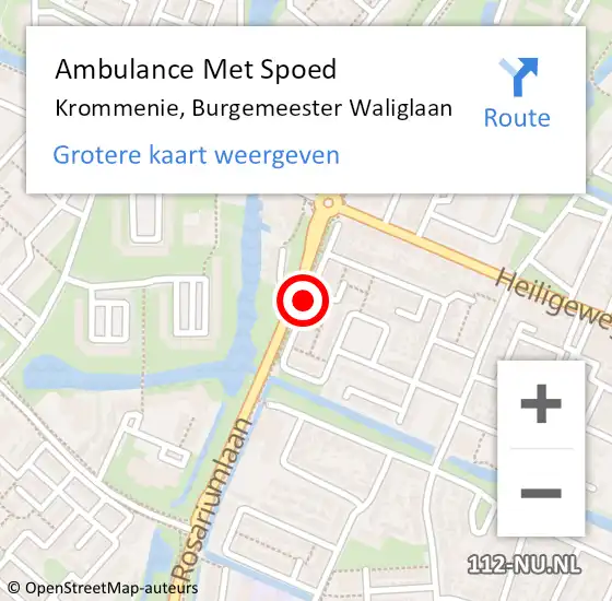 Locatie op kaart van de 112 melding: Ambulance Met Spoed Naar Krommenie, Burgemeester Waliglaan op 19 december 2020 18:27