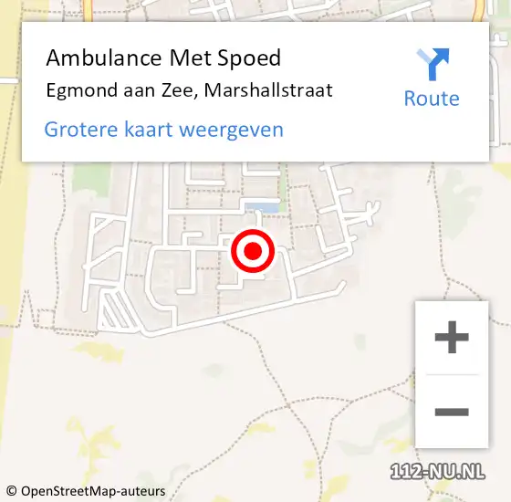 Locatie op kaart van de 112 melding: Ambulance Met Spoed Naar Egmond aan Zee, Marshallstraat op 27 mei 2014 22:40