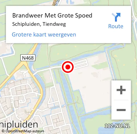 Locatie op kaart van de 112 melding: Brandweer Met Grote Spoed Naar Schipluiden, Tiendweg op 19 december 2020 20:21