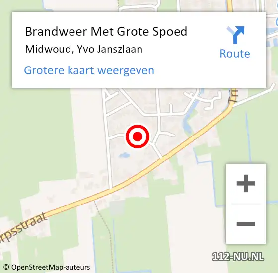 Locatie op kaart van de 112 melding: Brandweer Met Grote Spoed Naar Midwoud, Yvo Janszlaan op 19 december 2020 20:40