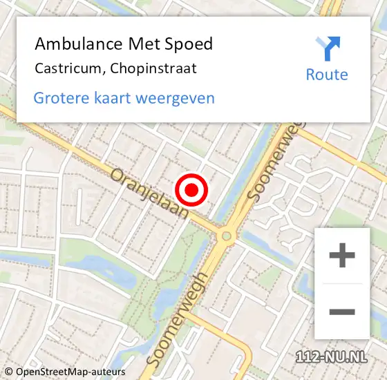 Locatie op kaart van de 112 melding: Ambulance Met Spoed Naar Castricum, Chopinstraat op 27 mei 2014 23:03