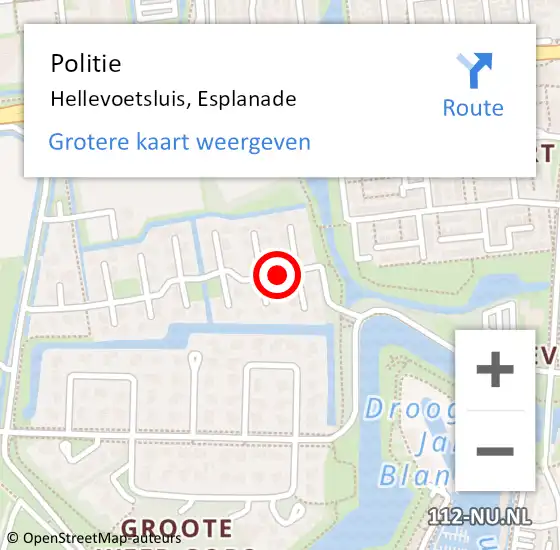 Locatie op kaart van de 112 melding: Politie Hellevoetsluis, Esplanade op 20 december 2020 00:17