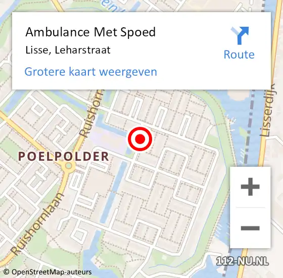 Locatie op kaart van de 112 melding: Ambulance Met Spoed Naar Lisse, Leharstraat op 20 december 2020 00:33