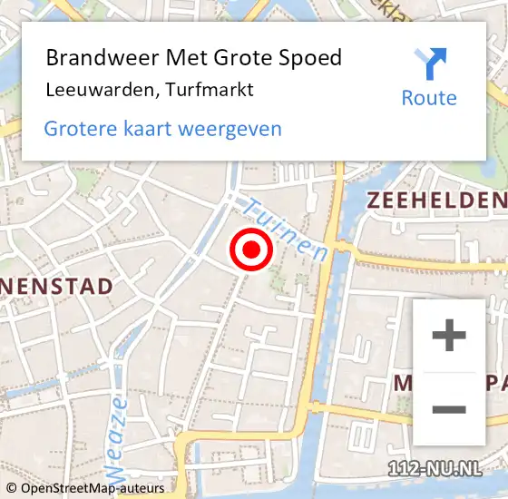 Locatie op kaart van de 112 melding: Brandweer Met Grote Spoed Naar Leeuwarden, Turfmarkt op 20 december 2020 01:48