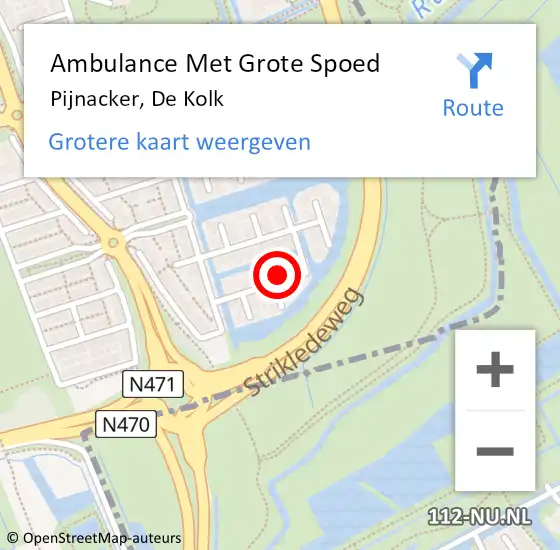 Locatie op kaart van de 112 melding: Ambulance Met Grote Spoed Naar Pijnacker, De Kolk op 27 mei 2014 23:37