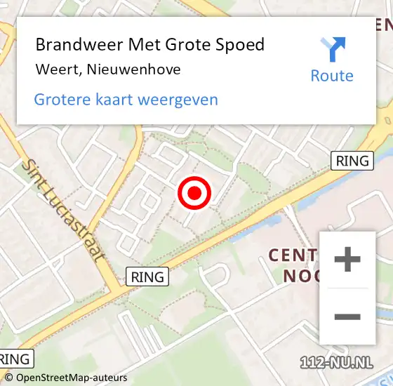 Locatie op kaart van de 112 melding: Brandweer Met Grote Spoed Naar Weert, Nieuwenhove op 20 december 2020 04:39