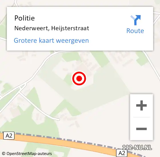 Locatie op kaart van de 112 melding: Politie Nederweert, Heijsterstraat op 20 december 2020 05:31