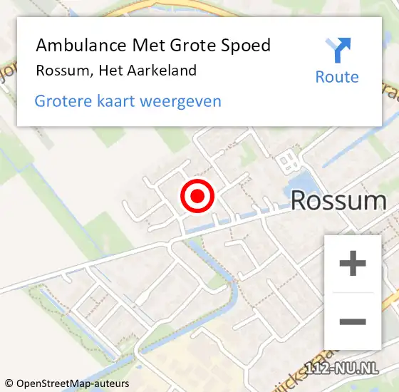 Locatie op kaart van de 112 melding: Ambulance Met Grote Spoed Naar Rossum, Het Aarkeland op 20 december 2020 08:58