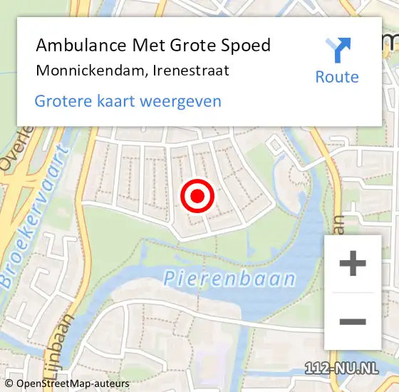 Locatie op kaart van de 112 melding: Ambulance Met Grote Spoed Naar Monnickendam, Irenestraat op 20 december 2020 10:04