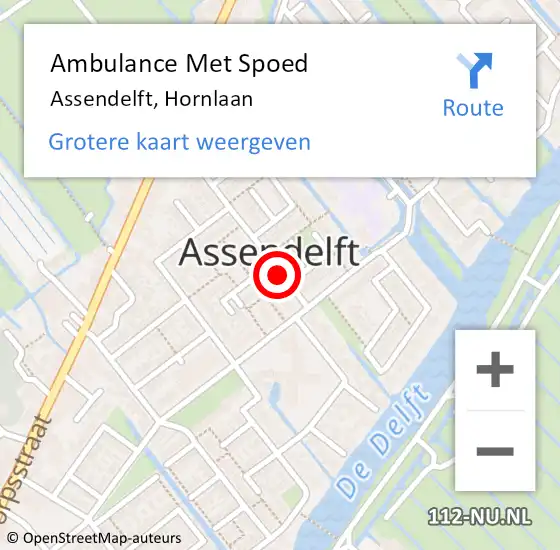 Locatie op kaart van de 112 melding: Ambulance Met Spoed Naar Assendelft, Hornlaan op 20 december 2020 10:19
