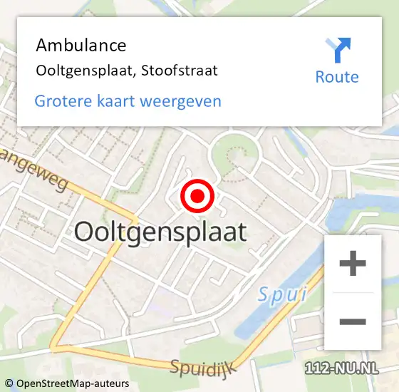 Locatie op kaart van de 112 melding: Ambulance Ooltgensplaat, Stoofstraat op 20 december 2020 10:45