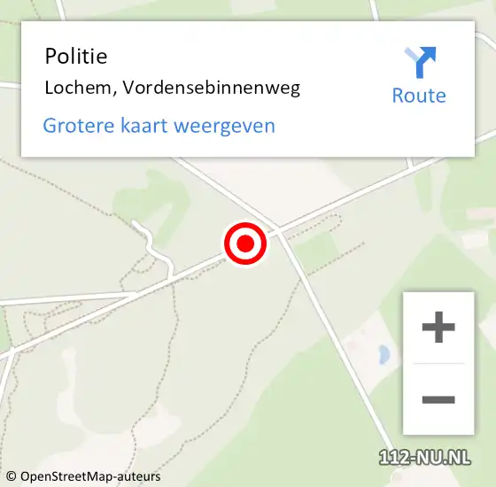 Locatie op kaart van de 112 melding: Politie Lochem, Vordensebinnenweg op 20 december 2020 11:17