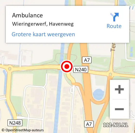 Locatie op kaart van de 112 melding: Ambulance Wieringerwerf, Havenweg op 20 december 2020 11:43