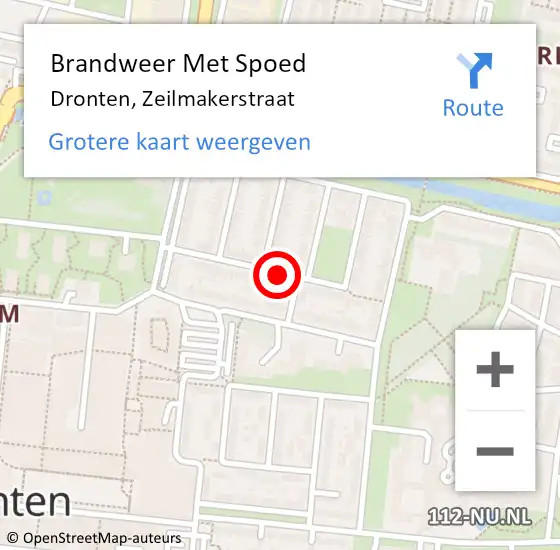 Locatie op kaart van de 112 melding: Brandweer Met Spoed Naar Dronten, Zeilmakerstraat op 20 december 2020 12:29