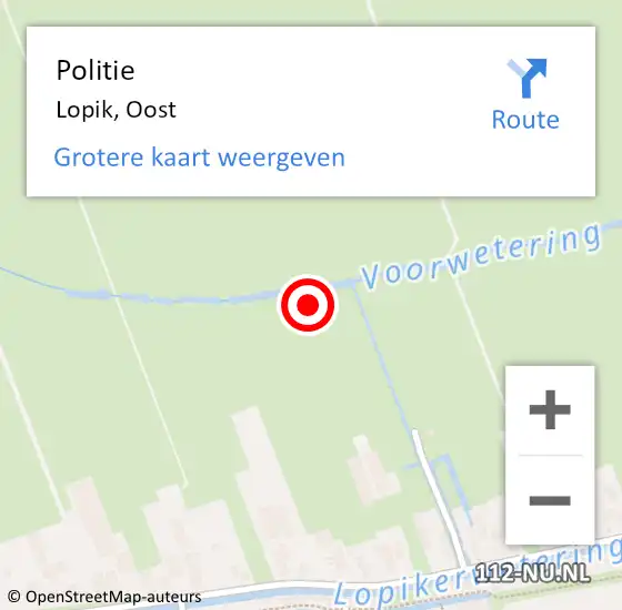 Locatie op kaart van de 112 melding: Politie Lopik, Oost op 20 december 2020 13:49